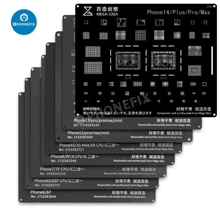 QianLi Black Steel BGA Reballing Stencil Kit For iPhone 6-17 Pro Max - Image 28