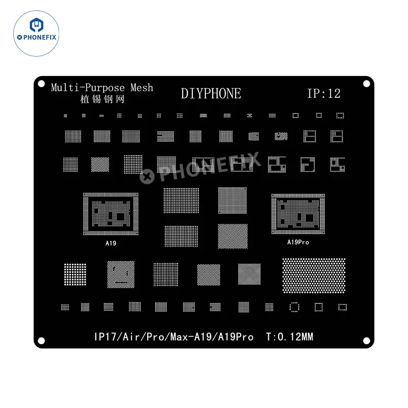 QianLi Black Steel BGA Reballing Stencil Kit For iPhone 6-17 Pro Max - Image 29