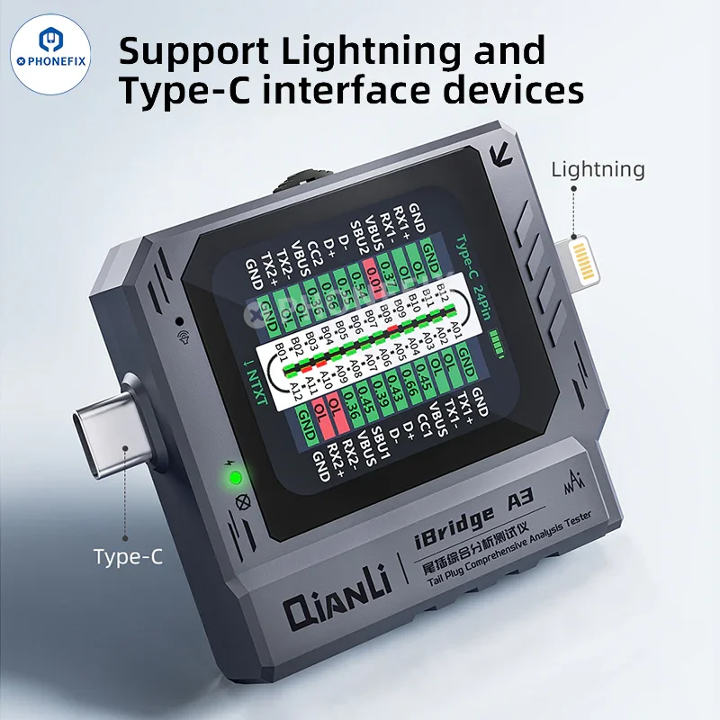 QianLi iBridge A3 Tail Plug Analysis Tester with Lightning Type-C Port - Image 10