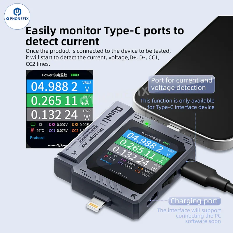 QianLi iBridge A3 Tail Plug Analysis Tester with Lightning Type-C Port - Image 12