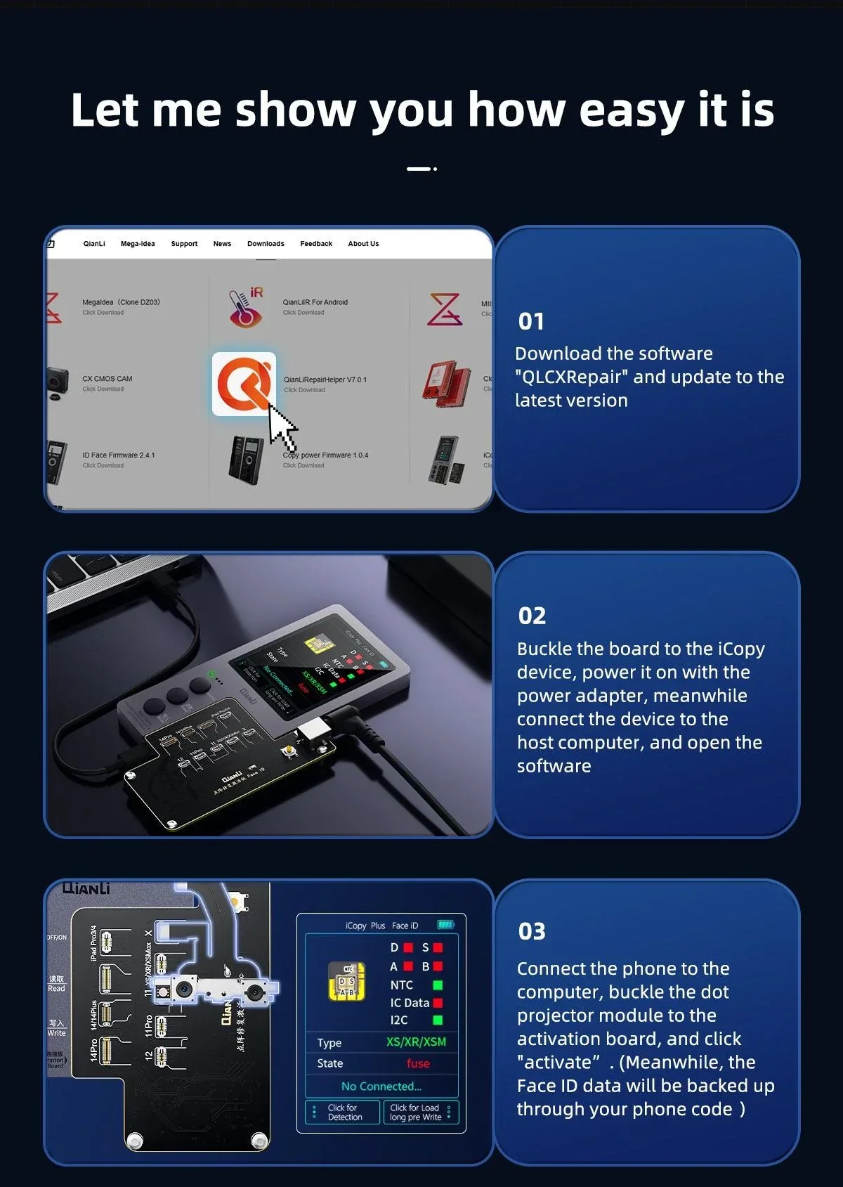 QianLi iCopy Programmer for iPhone LCD Screen Light Sensor Battery - Image 14