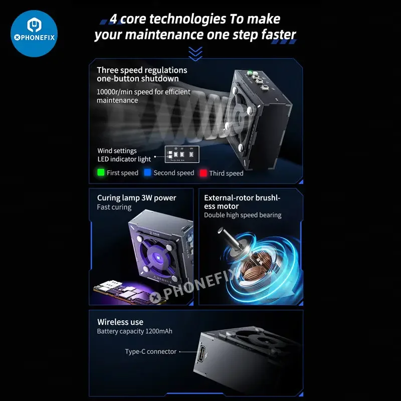 Qianli MEGA-IDEA Turbo Cooling Curing Fan Motherboard Chip Repair - Image 3