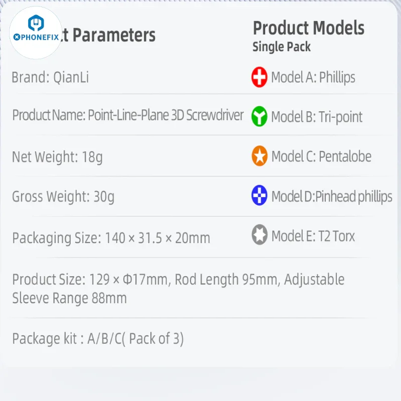 QianLi Point-Line-Plane 3D Screwdriver Set for Mobile Phone Repair - Image 9
