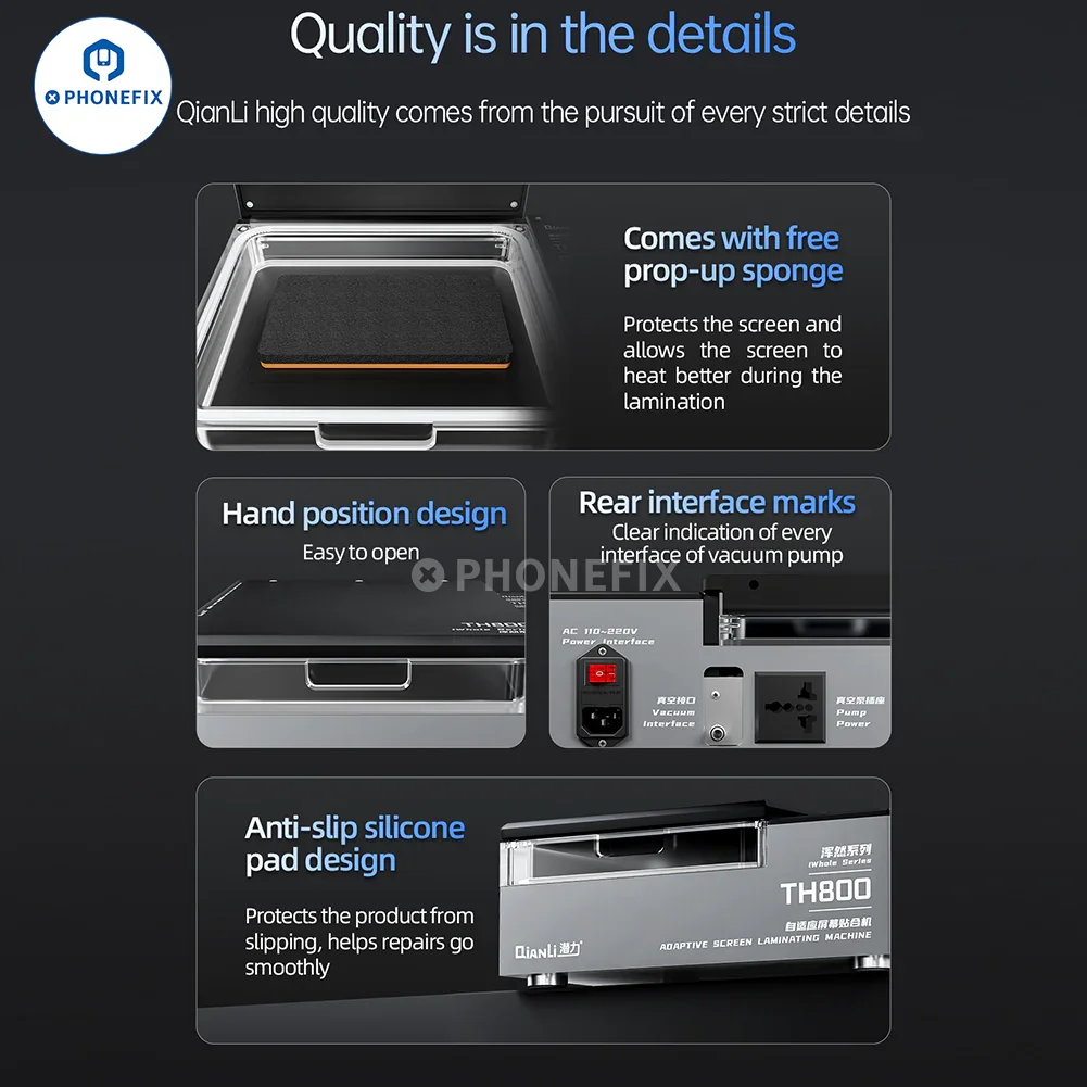QianLi TH800 Adaptive Laminating Machine For Curved Flat Screen - Image 7