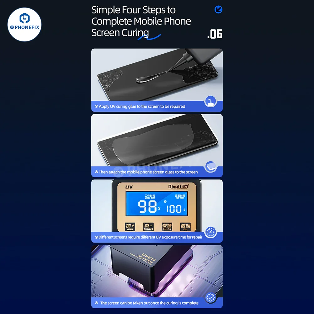 QianLi UVC17 Digital UV Curing Lamp For Phone Screen Repair - Image 9