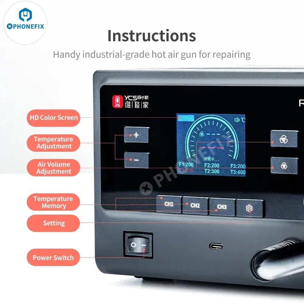 Qianli & YCS R1 1000W Hot Air Gun Intelligent BGA Rework Station - Image 4