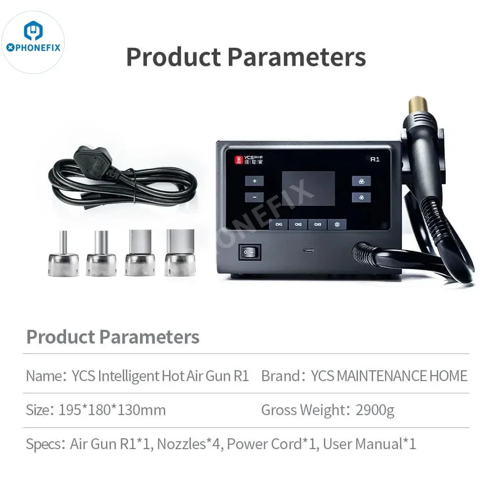 Qianli & YCS R1 1000W Hot Air Gun Intelligent BGA Rework Station - Image 7