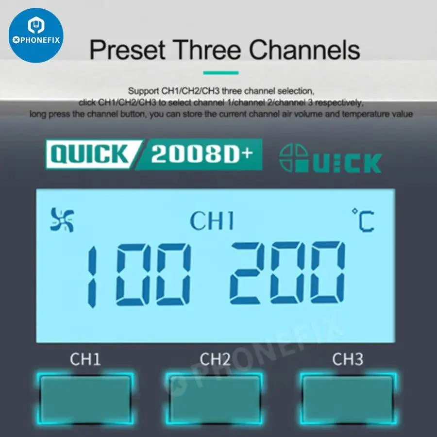 QUICK 2008 ESD Digital Display Heat Gun Soldering Rework Station - Image 7