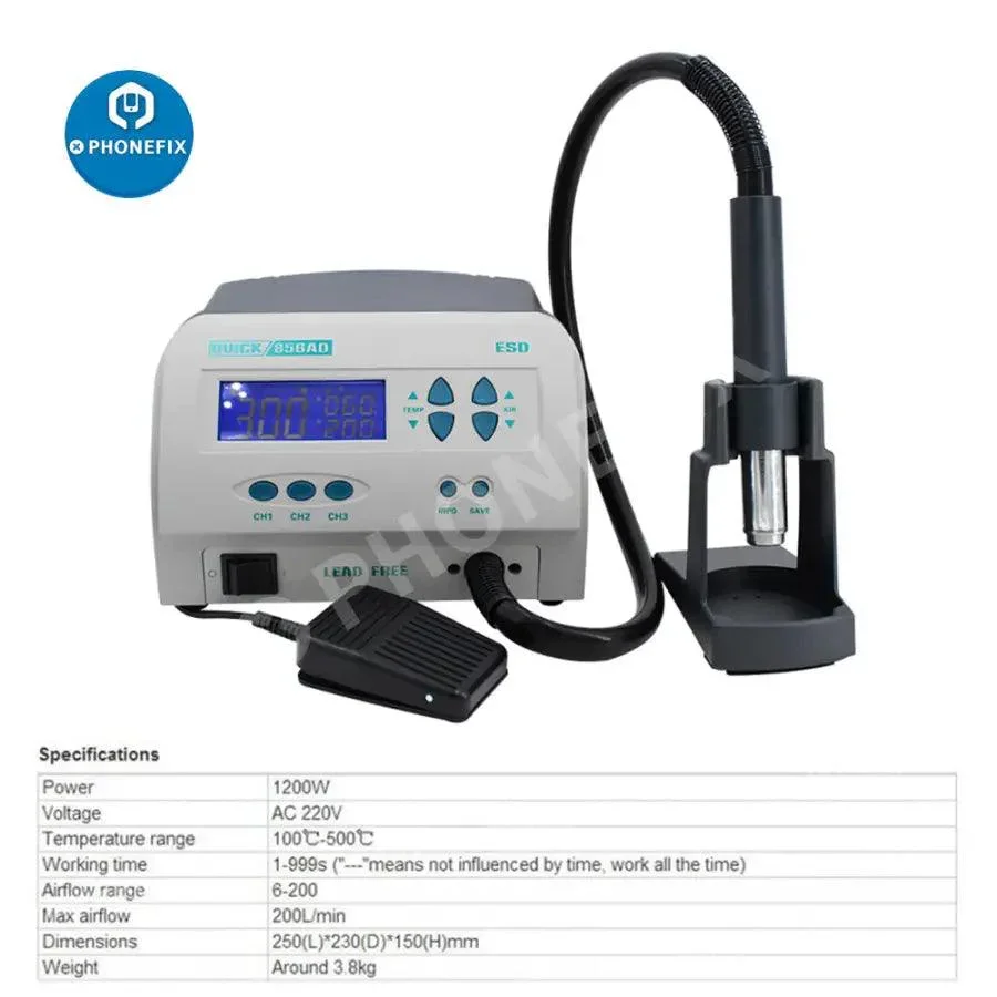 Quick 856AD SMD Lead-free Hot Air Gun Soldering Rework Station - Image 2