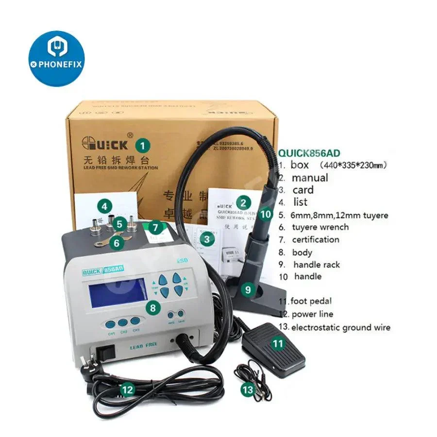 Quick 856AD SMD Lead-free Hot Air Gun Soldering Rework Station - Image 4