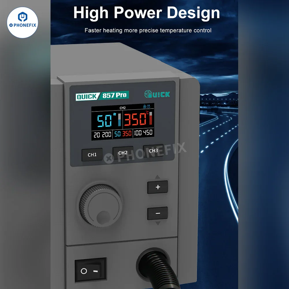 QUICK 857 Pro 580W Digital Hot Air Rework Station for Phone Repair - Image 3