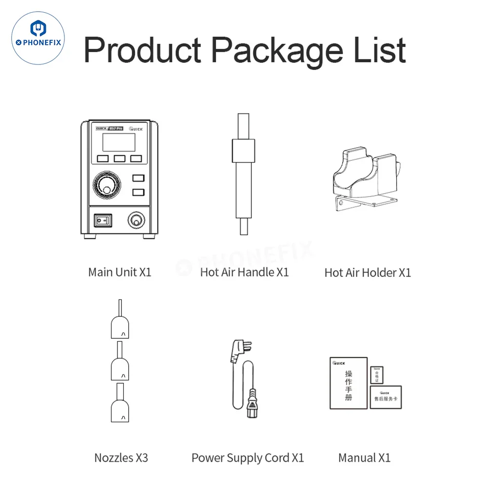 QUICK 857 Pro 580W Digital Hot Air Rework Station for Phone Repair - Image 5