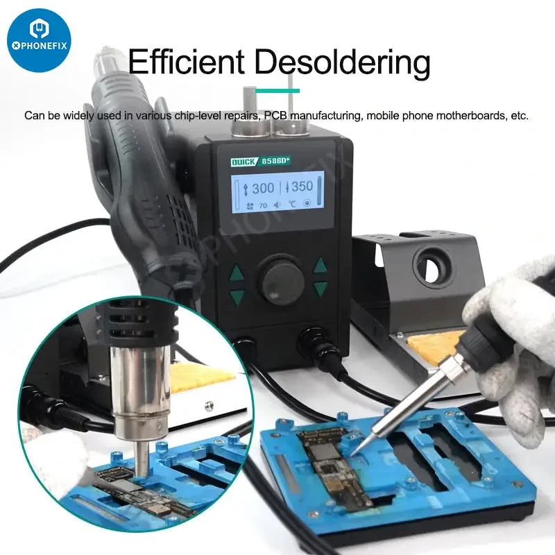 QUICK 8586D+ 2 in 1 Hot Air Gun Lead-free Soldering Station - Image 2