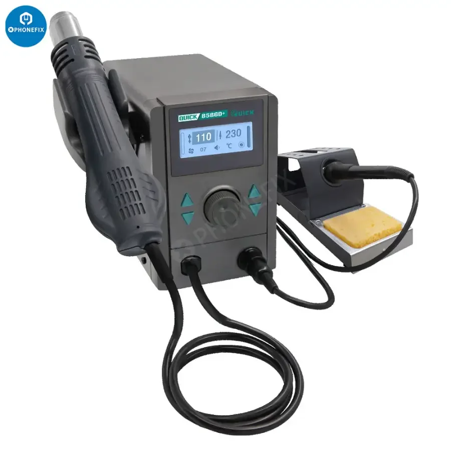 QUICK 8586D+ 2 in 1 Hot Air Gun Lead-free Soldering Station - Image 6