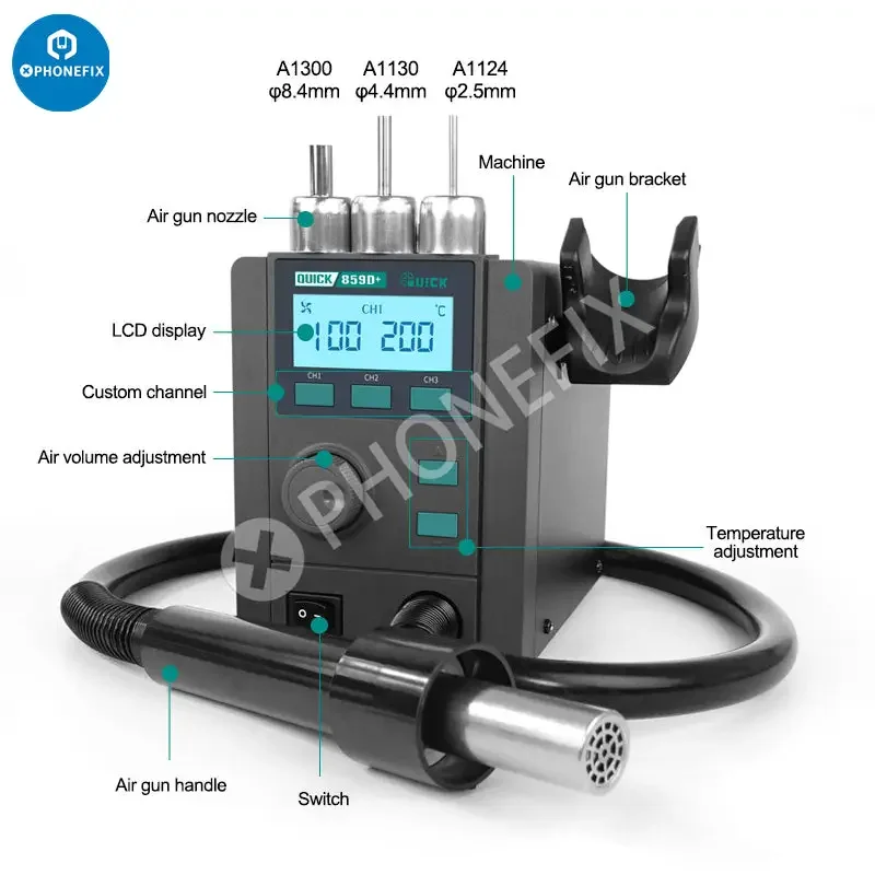 Quick 859D+ BGA Rework Station Hot Air Gun Desoldering Station - Image 3
