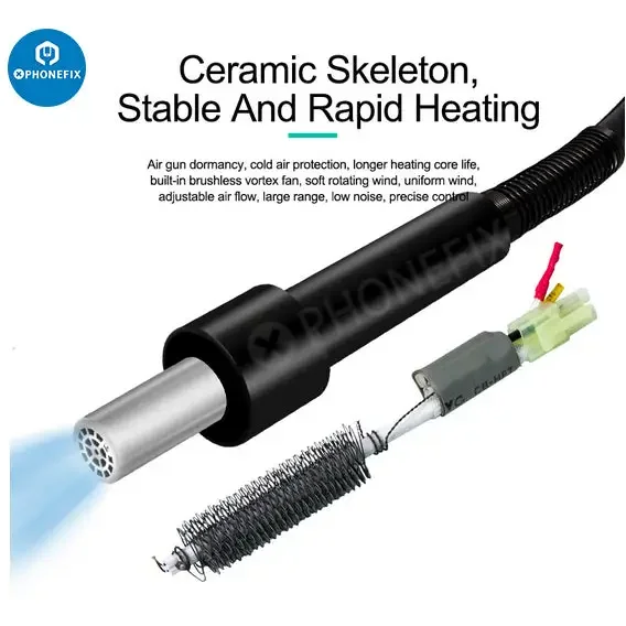 QUICK 8686D+ 2 in 1 Soldering Iron Hot Air Gun Rework Station - Image 7