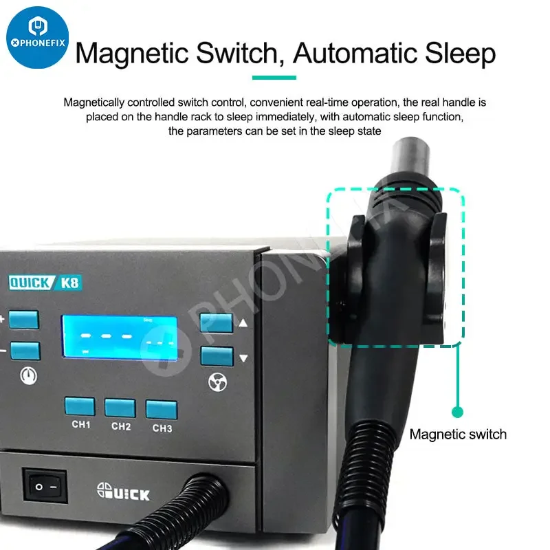 Quick K8 1000W Lead-free Smart Hot Air Desoldering Rework Station - Image 3
