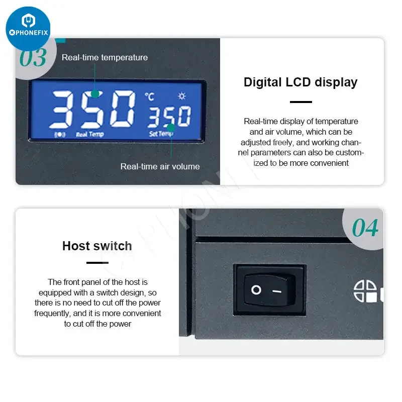 Quick K8 1000W Lead-free Smart Hot Air Desoldering Rework Station - Image 8