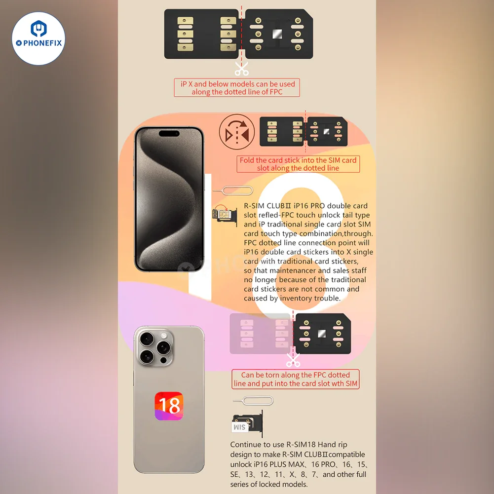 R-SIM CLUB 2 Unlock Card for iPhone 16 iOS 18 TMSI eSIM ICCID IPCC - Image 2