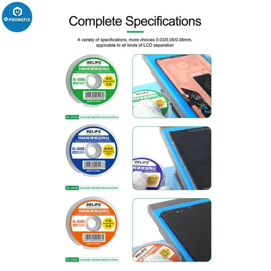 RELIFE RL-059A 0.03mm Ultrafine Cutting Wire for Edge Screen Separation - Image 10