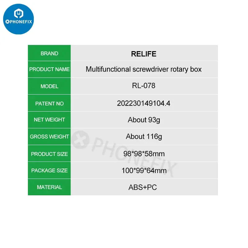 RELIFE RL-078 Magnetic Screwdriver Storage Box Rotary Base - Image 11