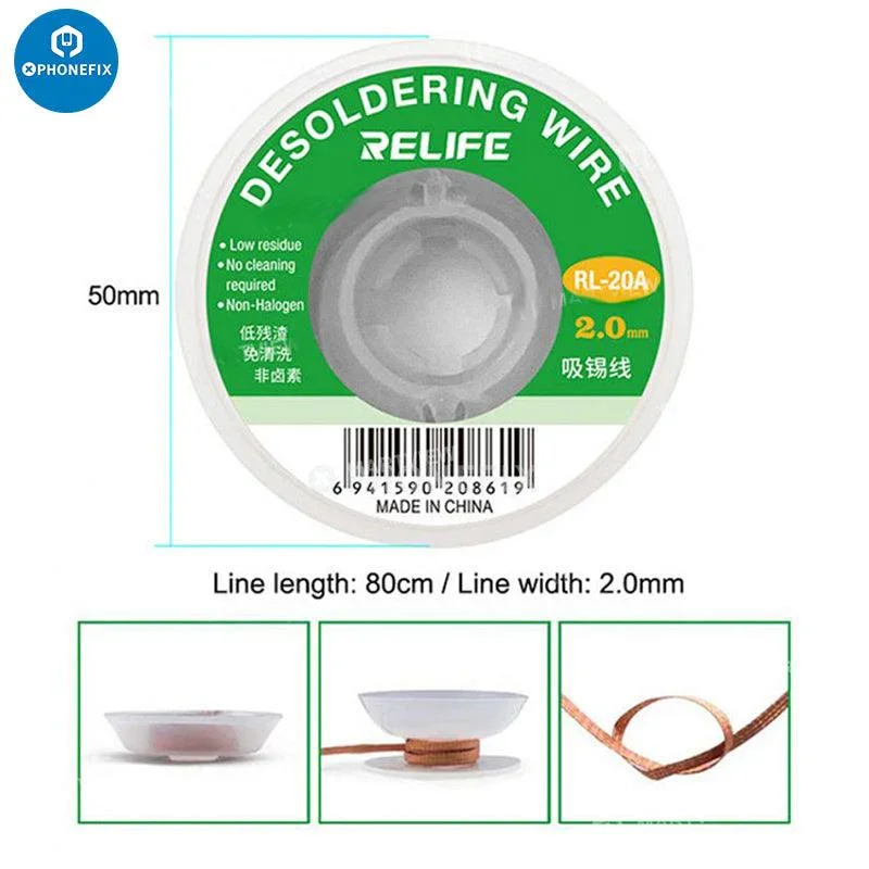 Relife RL-20A 2mm Tin Suction Solder Wire PCB Welding Repair Tool - Image 5