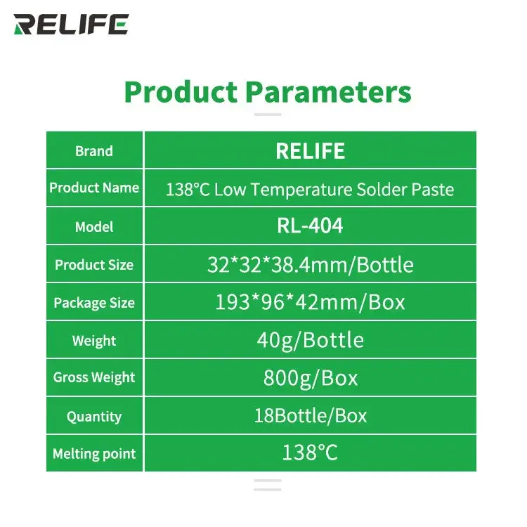 RELIFE RL-404 Lead-free Low Temperature 138℃ Solder Flux Paste - Image 8