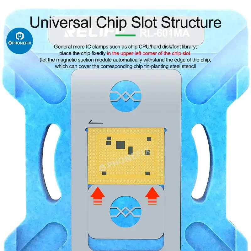 RELIFE RL-601MA A11-A19 PRO Universal CPU Reballing Stencil Platform - Image 6