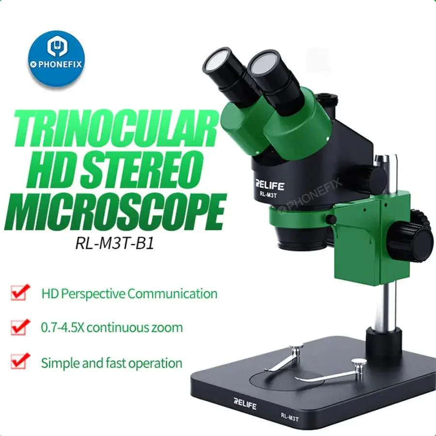RELIFE RL-M3T-B1 Trinocular Stereo Microscope PCB Soldering - Image 2
