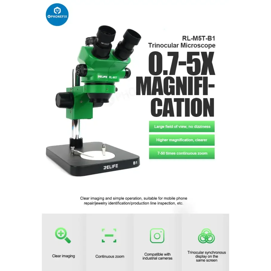 RELIFE RL-M5T-B1 Trinocular Microscope with Display HDMI Camera - Image 7