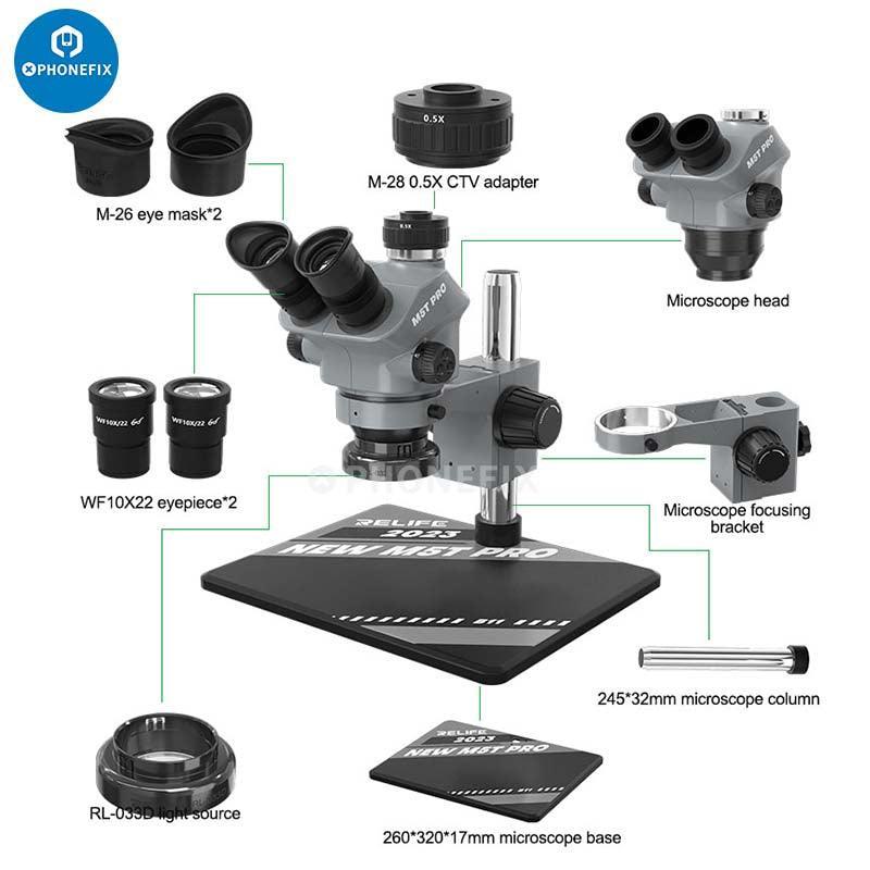 Relife RL-M5T-B11 7-50X HD Trinocular Zoom Stereo Microscope - Image 10