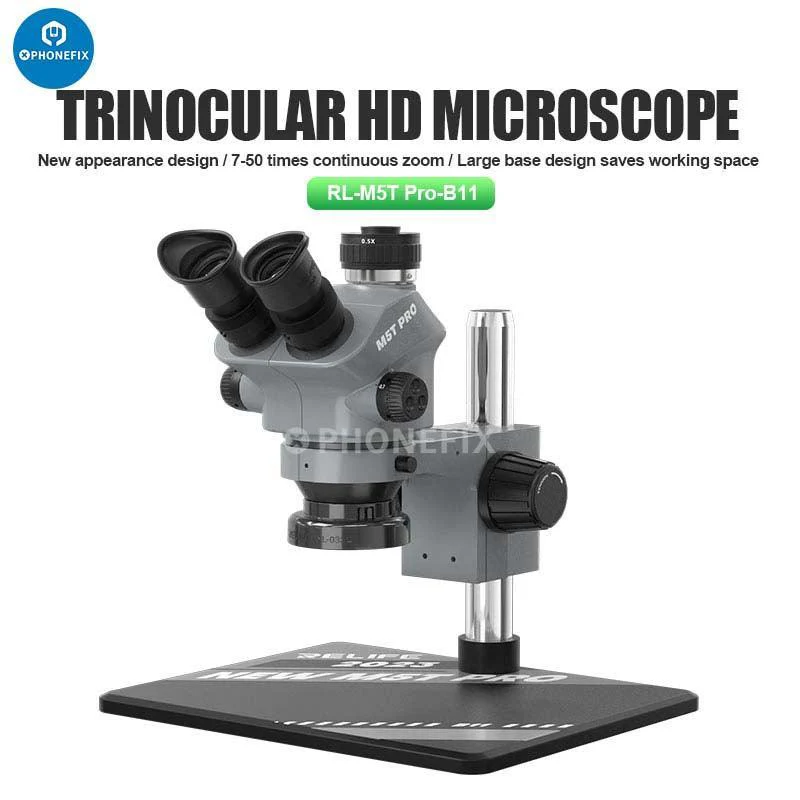 Relife RL-M5T-B11 7-50X HD Trinocular Zoom Stereo Microscope - Image 2