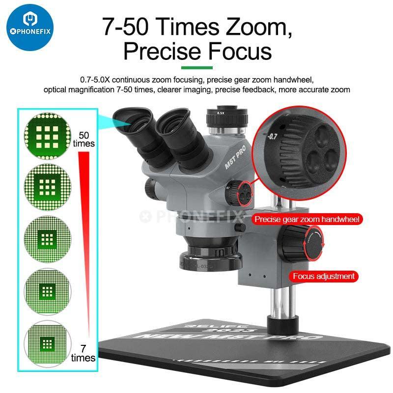 Relife RL-M5T-B11 7-50X HD Trinocular Zoom Stereo Microscope - Image 5