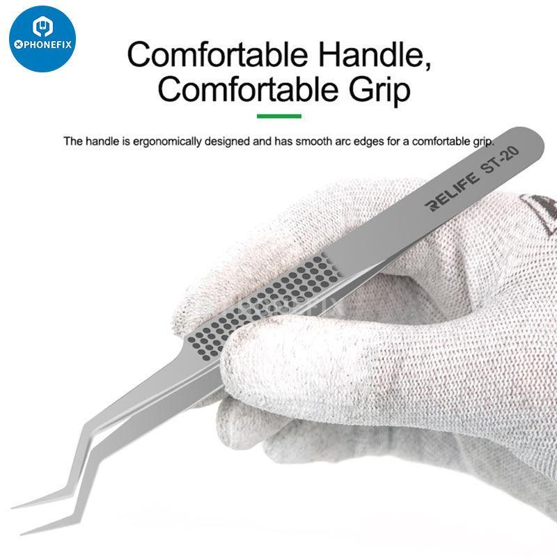 RELIFE RT 11C 15C Titanium Alloy Tweezers PCB IC Jump Wire Tweezers - Image 15