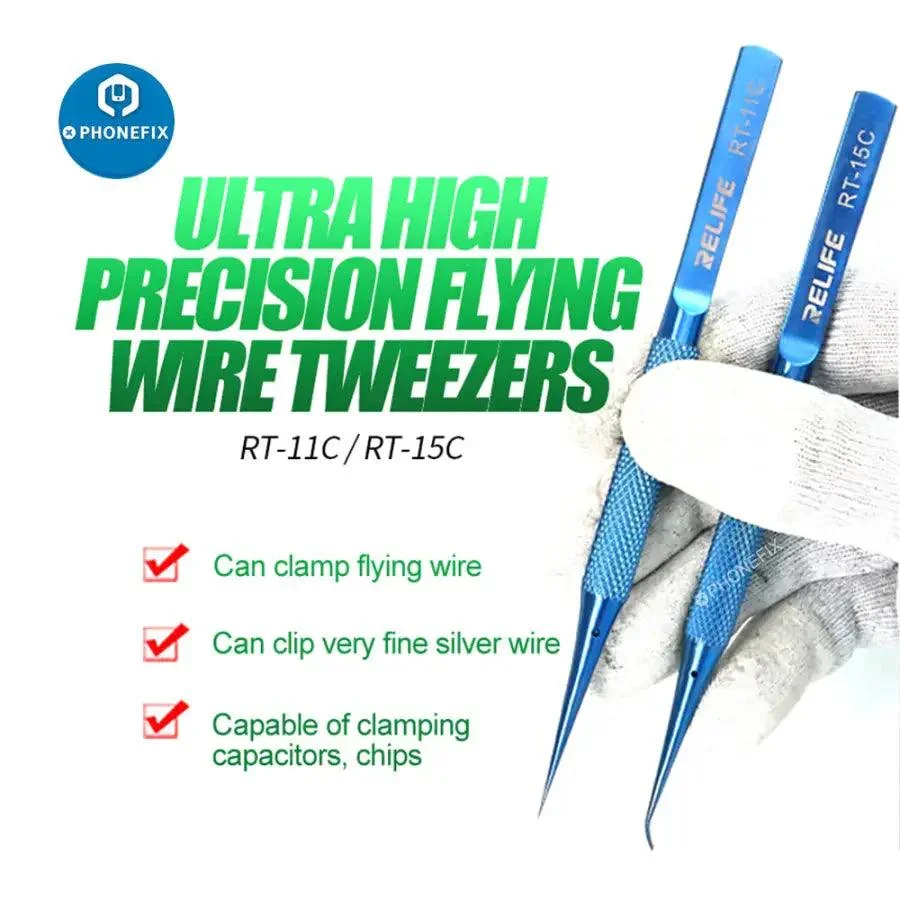 RELIFE RT 11C 15C Titanium Alloy Tweezers PCB IC Jump Wire Tweezers - Image 4