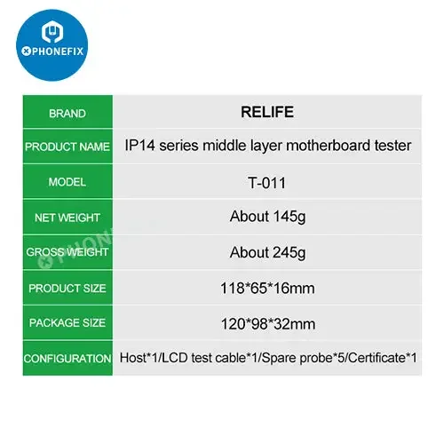 Relife T-011 4 in 1 Middle Layer Motherboard Tester iPhone 14 Series - Image 9