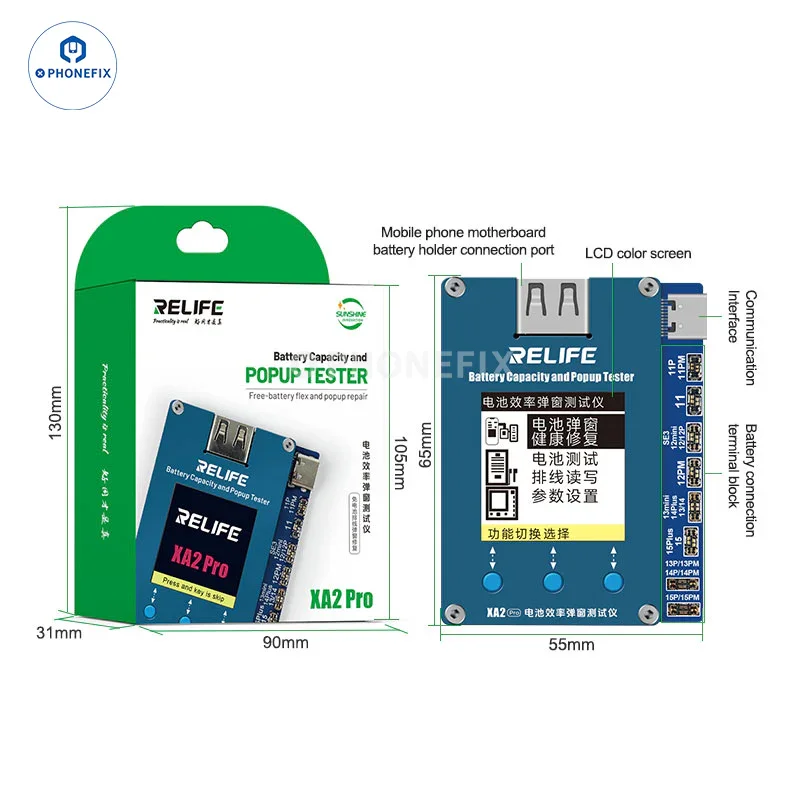 RELIFE XA2 Pro Battery Efficiency Popup Tester For iPhone 11-15PM - Image 6