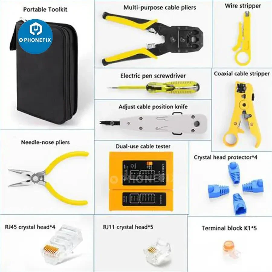 Repair Tool Kit Set Cable Tester AND Plier Crimp For PC Repair - Image 8