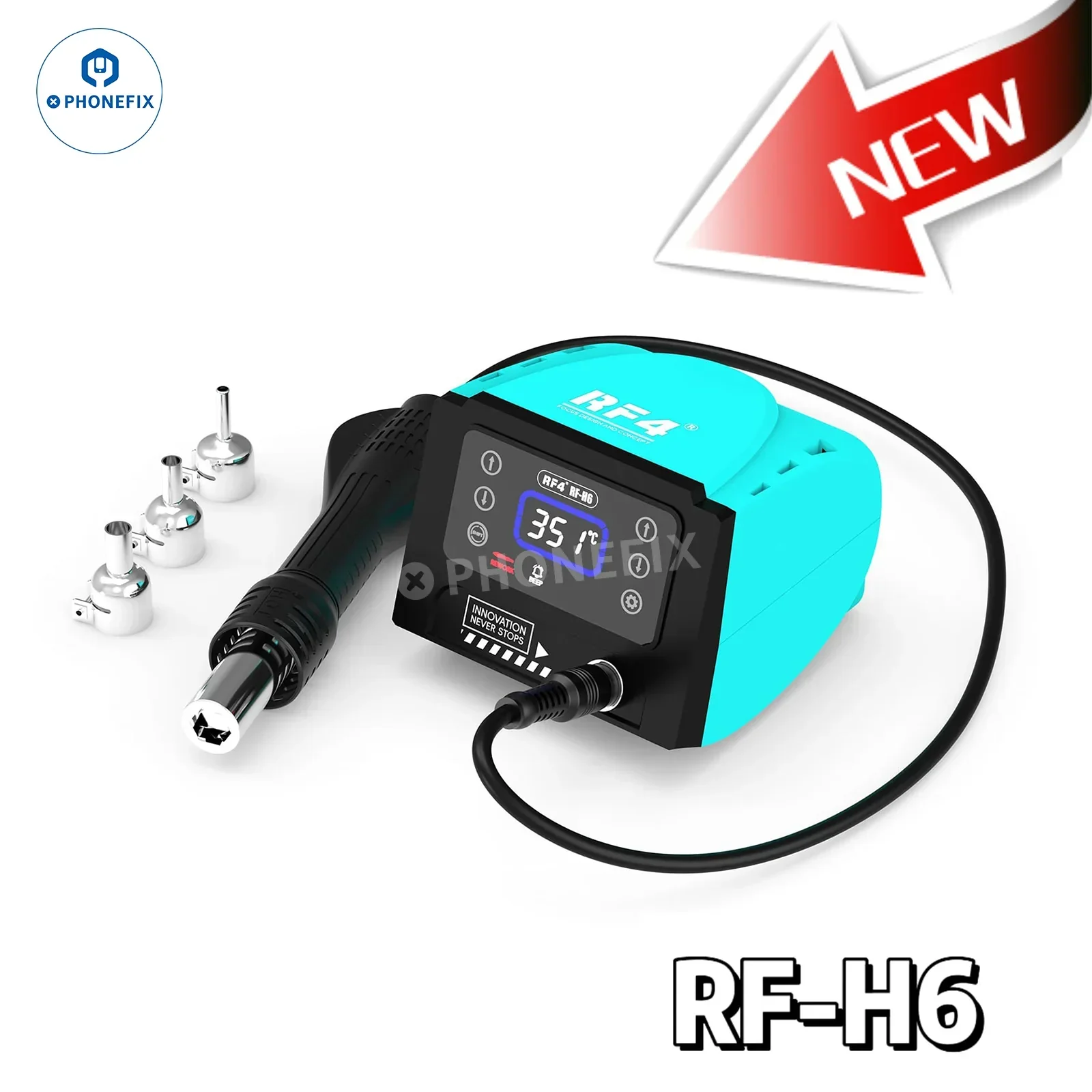 RF-H6 RF-H7 Hot Air Soldering Iron 2 in 1 Station Digital Touch Display - Image 3