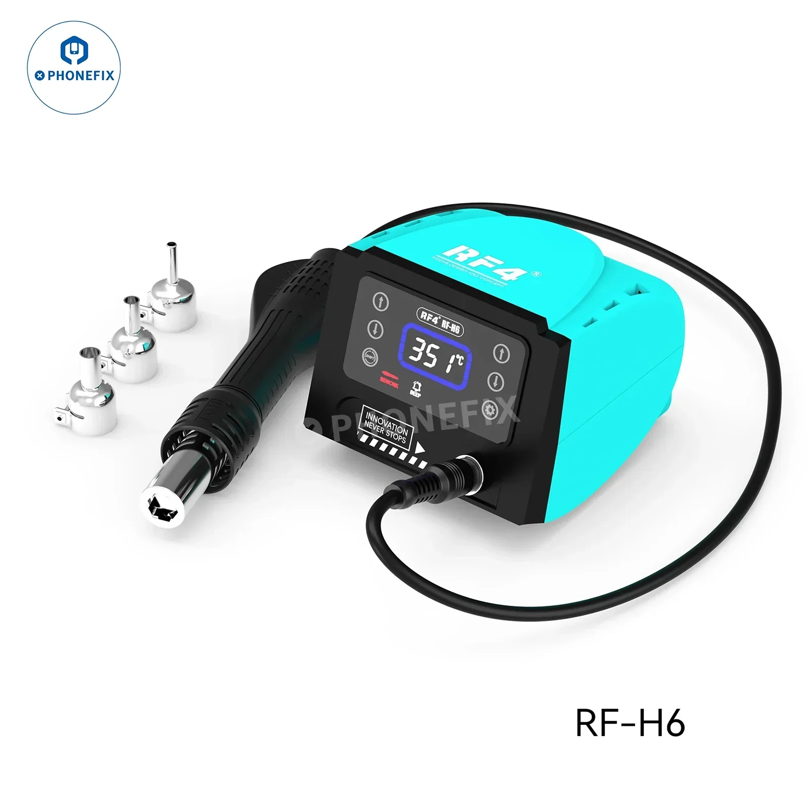 RF-H6 RF-H7 Hot Air Soldering Iron 2 in 1 Station Digital Touch Display - Image 6