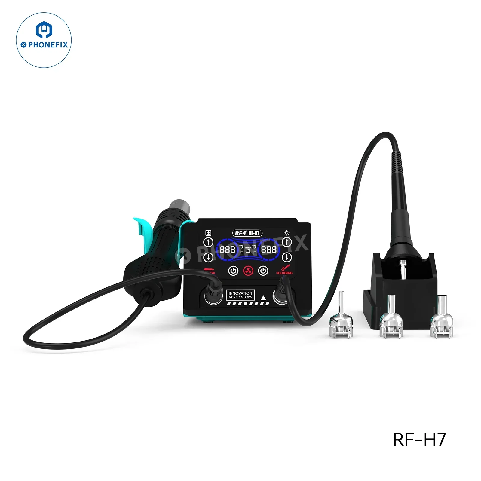 RF-H6 RF-H7 Hot Air Soldering Iron 2 in 1 Station Digital Touch Display - Image 8