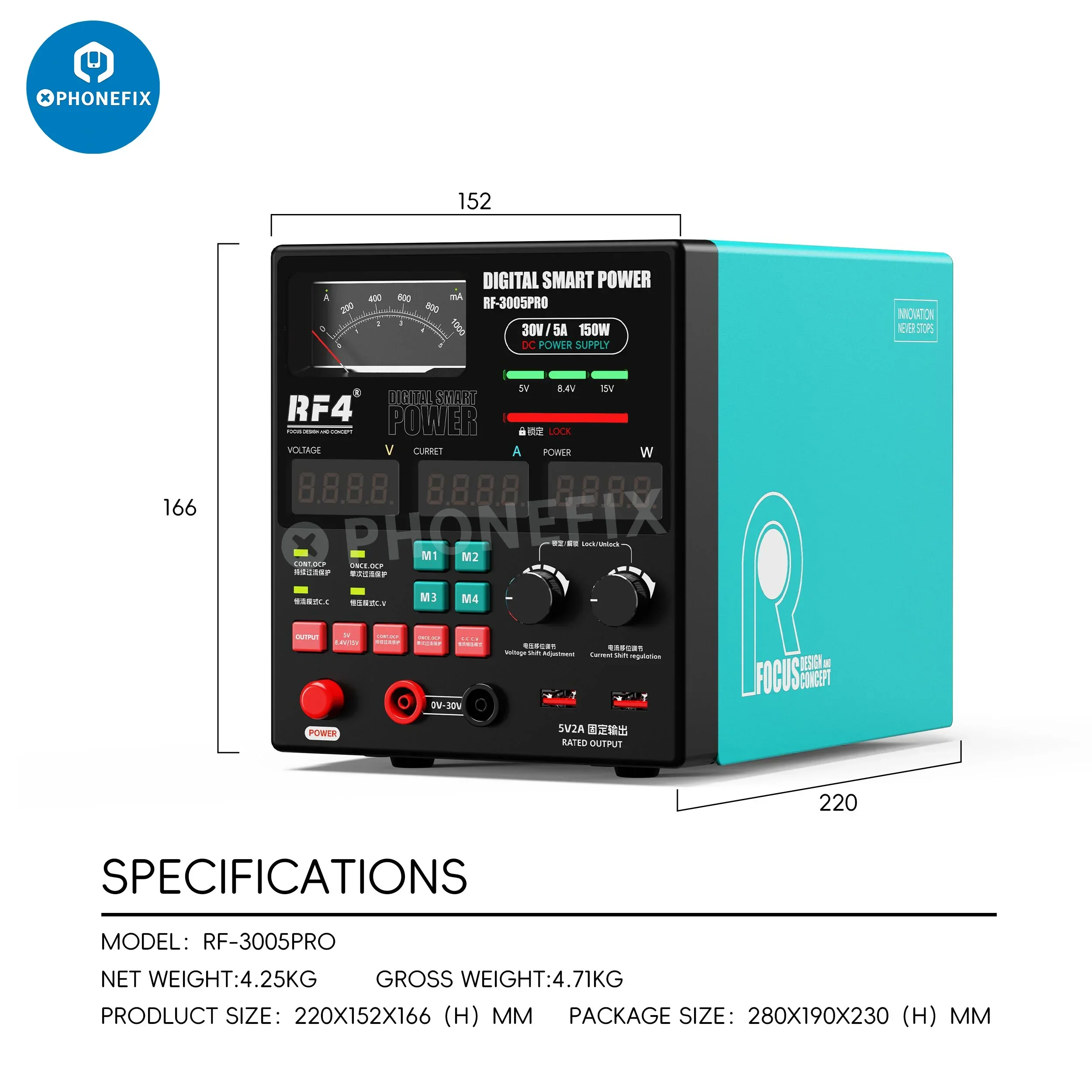 RF4 3005D 3005PRO Digital Smart DC Power Supply 30V 5A 150W - Image 7