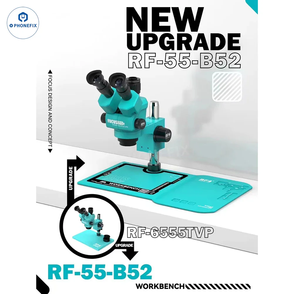 RF4 6.5-55X Trinocular Stereo Microscope With RF-B52 Silicone Pad - Image 3