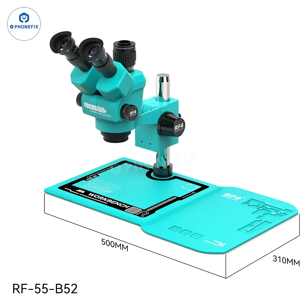 RF4 6.5-55X Trinocular Stereo Microscope With RF-B52 Silicone Pad - Image 6