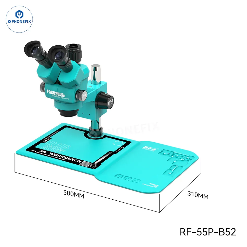 RF4 6.5-55X Trinocular Stereo Microscope With RF-B52 Silicone Pad - Image 8