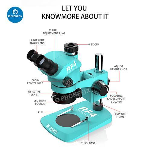 RF4 7-50X Trinocular Zoom Stereo Microscope Phone PCB Repair Tool - Image 3