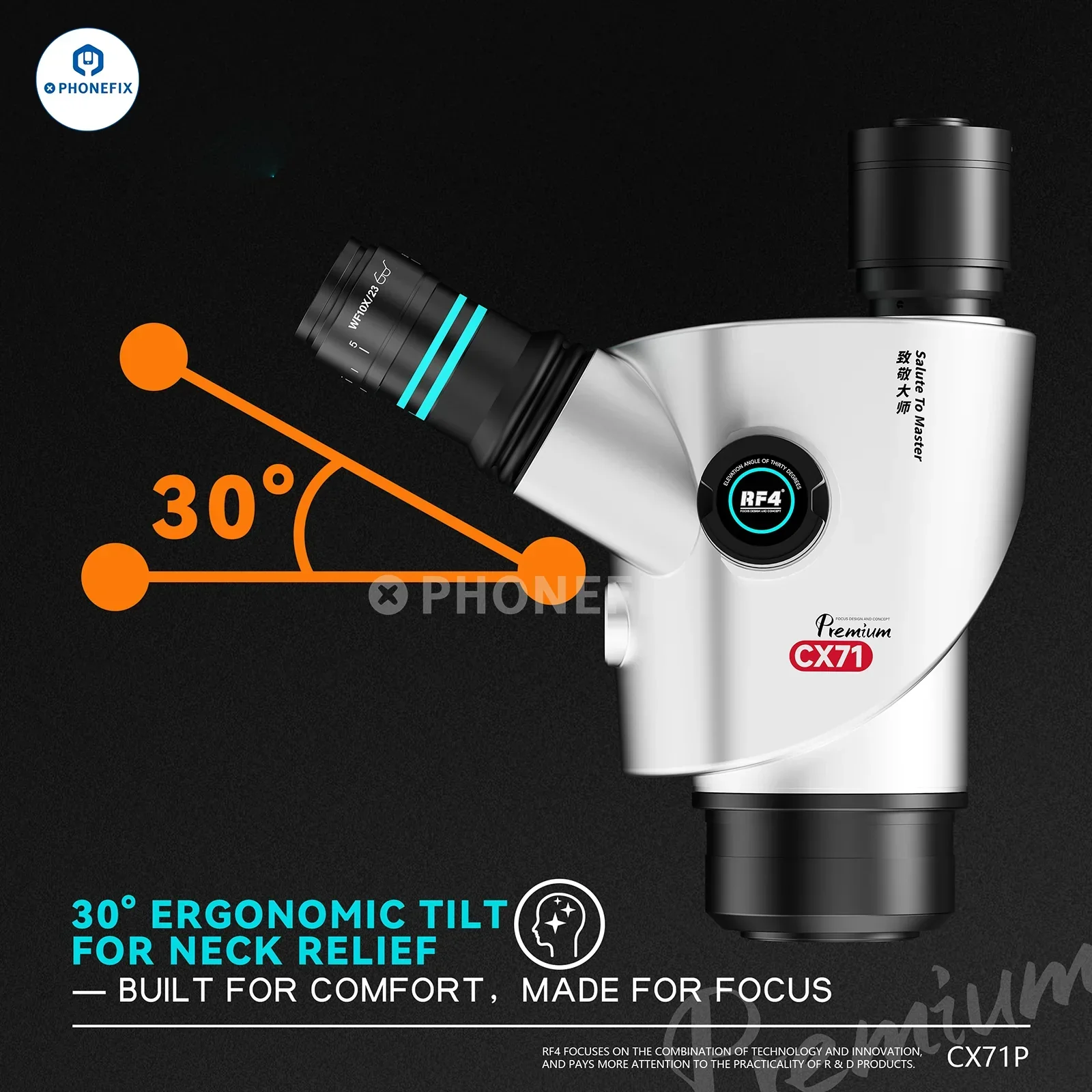 RF4 CX71P 6.5-65X Trinocular Stereo Microscope with Stand & Camera - Image 4