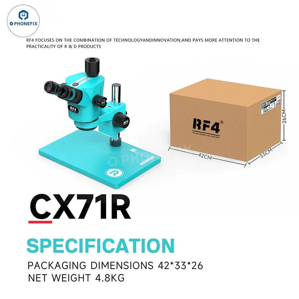 RF4 CX71R 6.5X-65X Trinocular Stereo Microscope for Phone Repair - Image 6