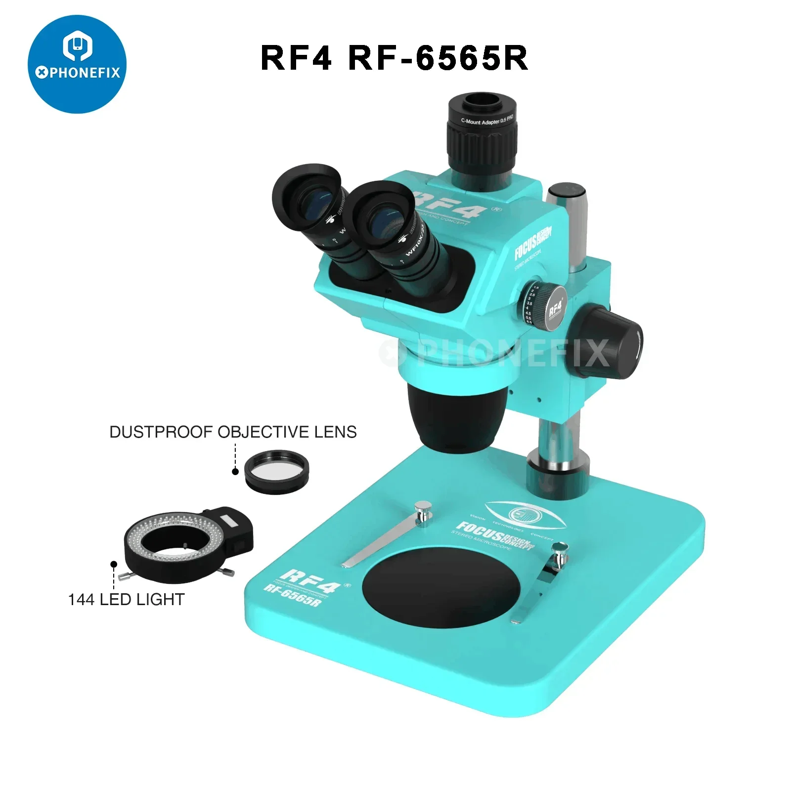 RF4 HD Trinocular Stereo Zoom Industrial Microscope For PCB Repair - Image 4