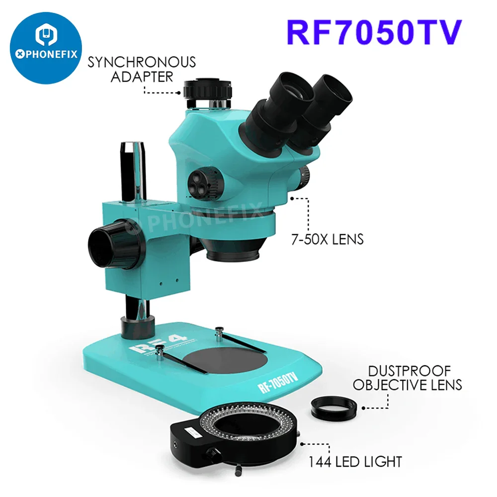 RF4 HD Trinocular Stereo Zoom Industrial Microscope For PCB Repair - Image 8